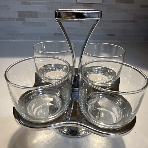 Vtg chrome cocktail - bar, caddy
