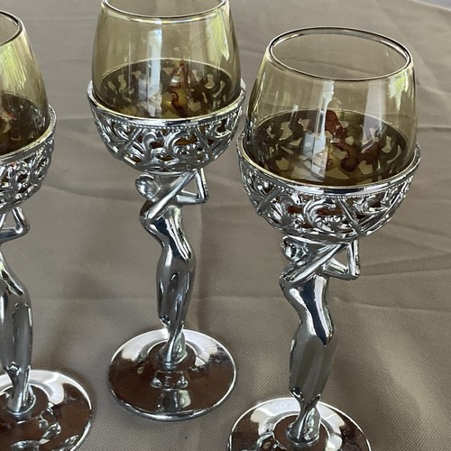 Trio art deco cocktail glasses