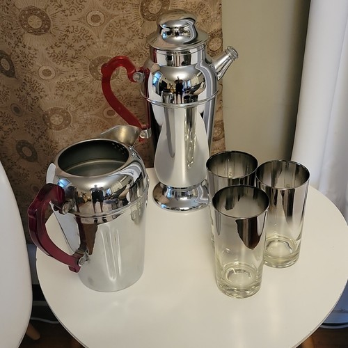 Mcm art deco chrome cocktail - deco,